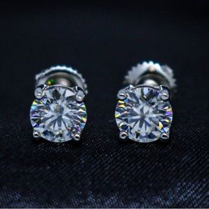 Certified 2ct tw. Moissanite Diamond Screwback Stud Earrings